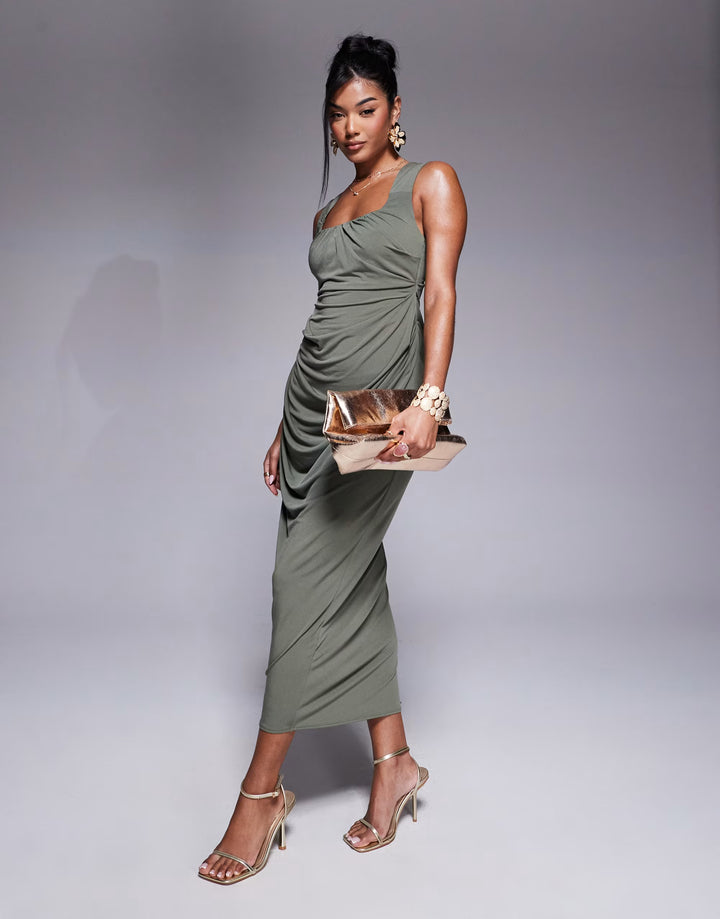 Rochie maxi ASOS, kaki