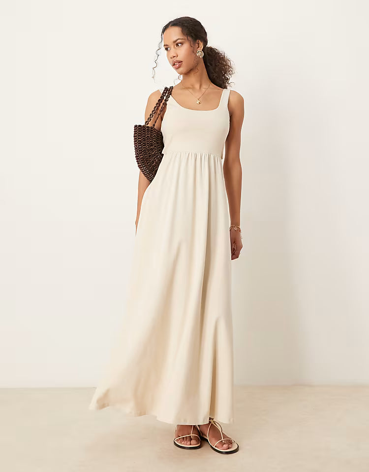 Rochie maxi ASOS, crem