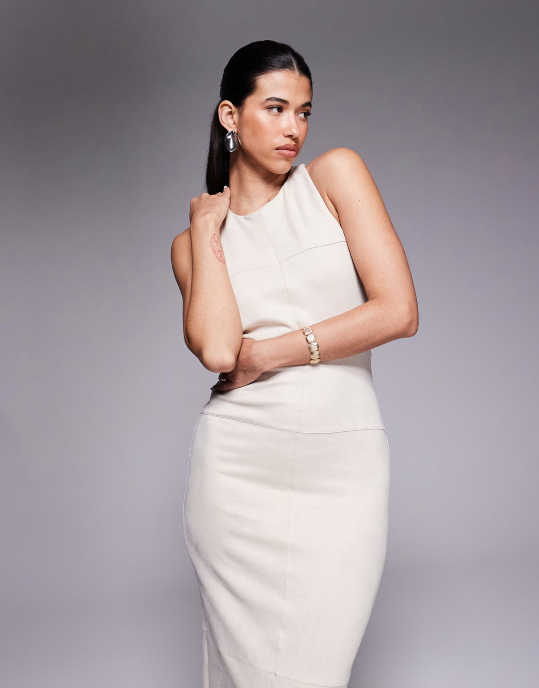 Rochie maxi ASOS, bej