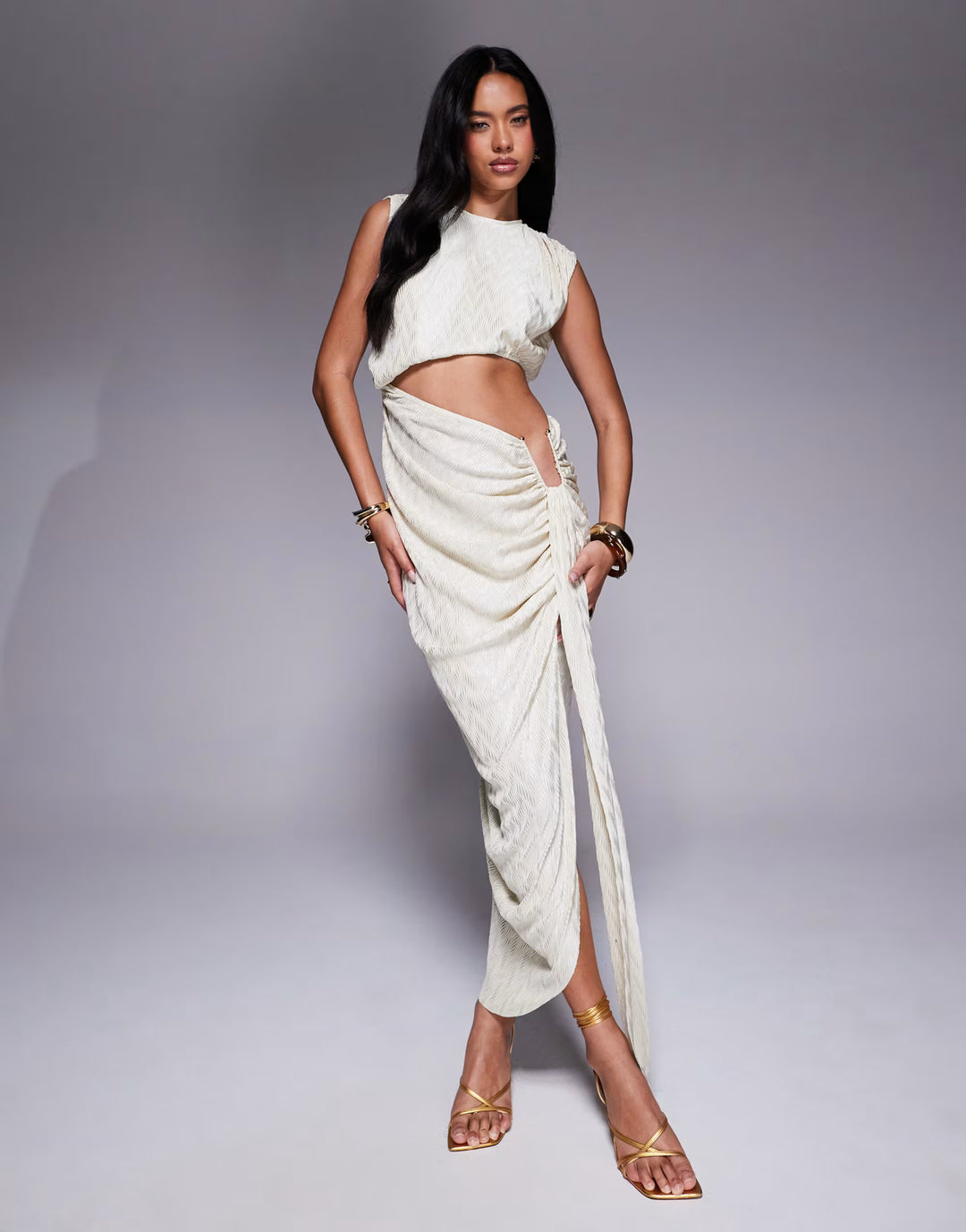 Rochie maxi ASOS, crem