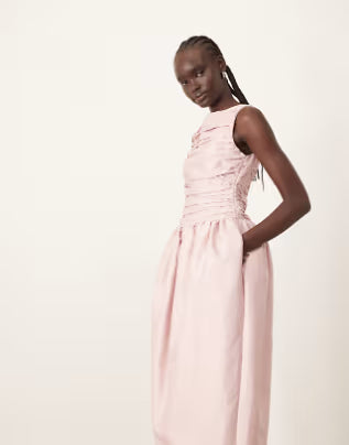 Rochie midi ASOS, roz