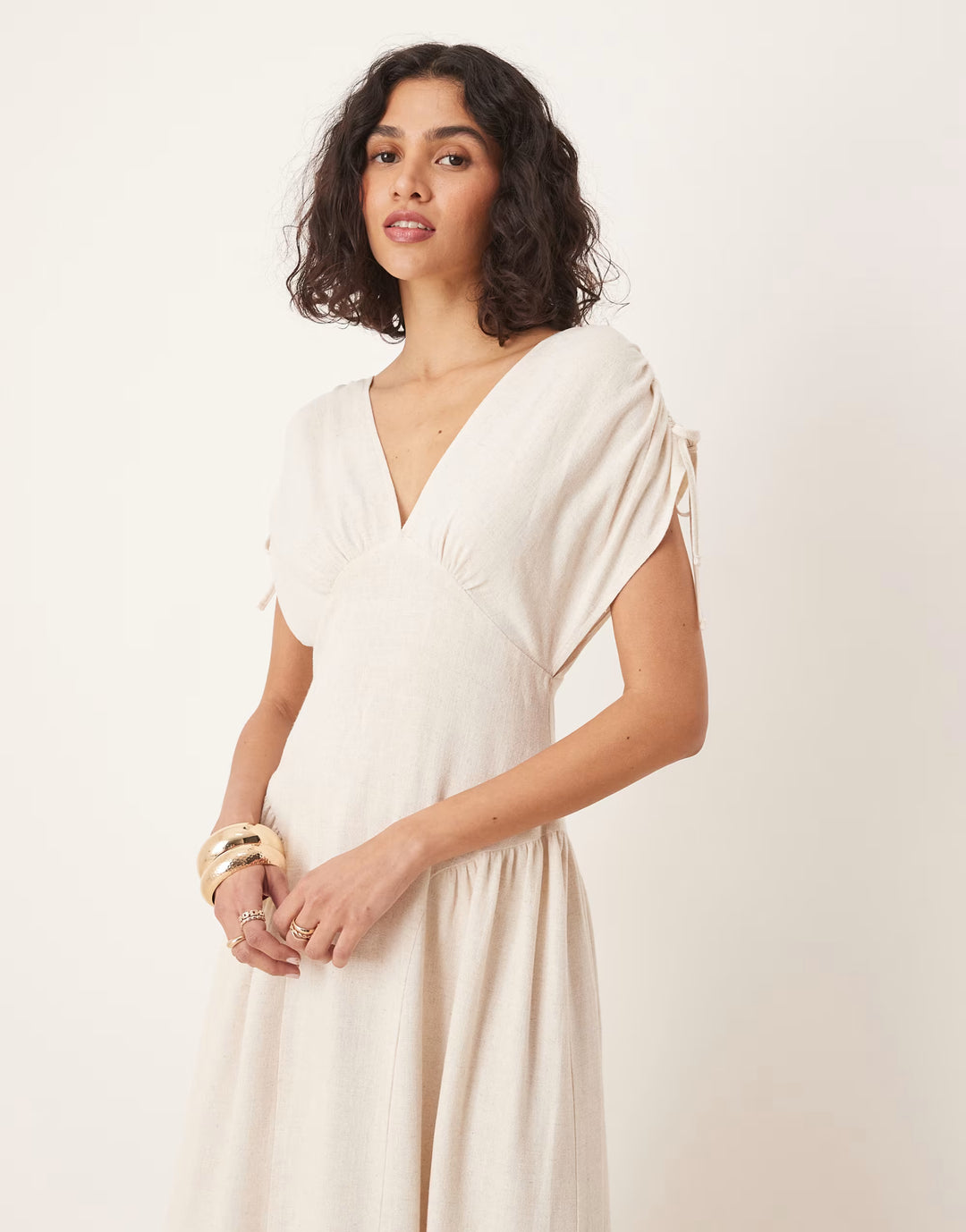 Rochie midi ASOS, bej