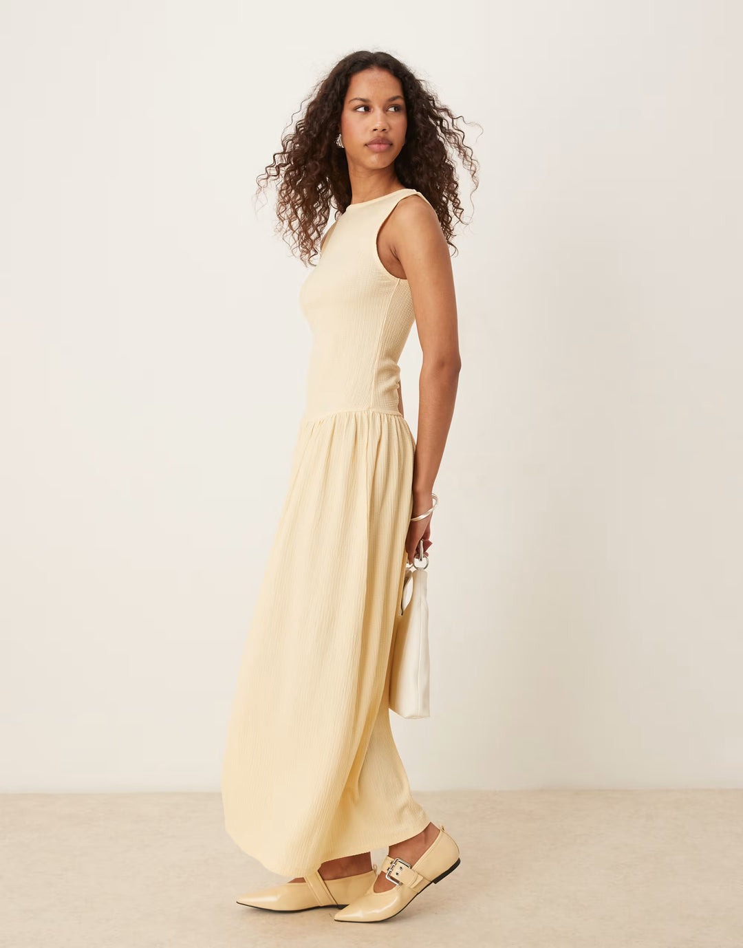 Rochie maxi ASOS, crem