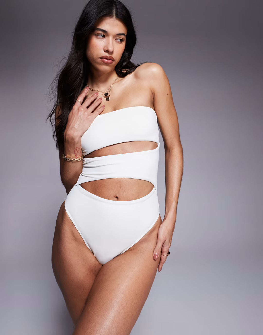 Costum de baie întreg ASOS, crem