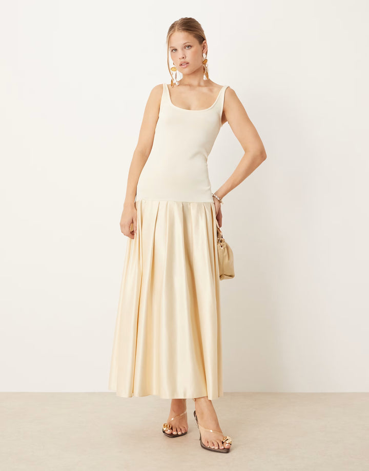 Rochie maxi ASOS, crem