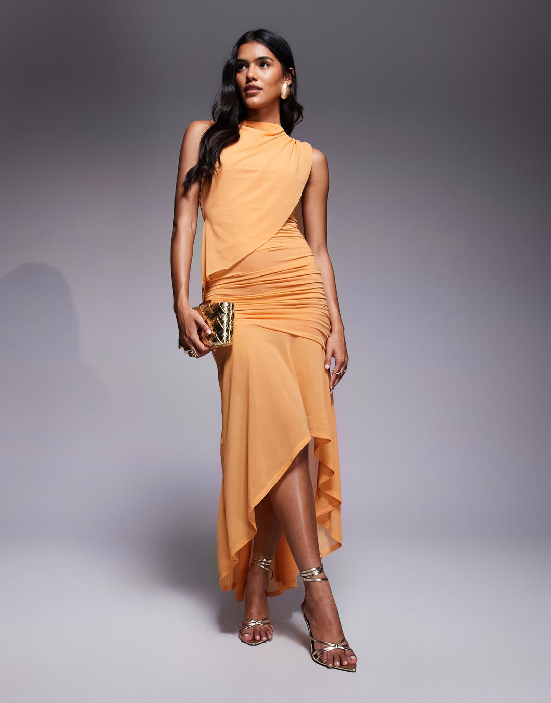 Rochie midi ASOS, portocaliu