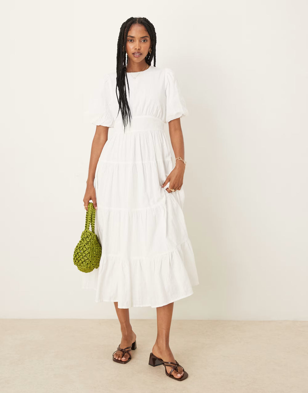 Rochie midi NOBODY'S CHILD, alb
