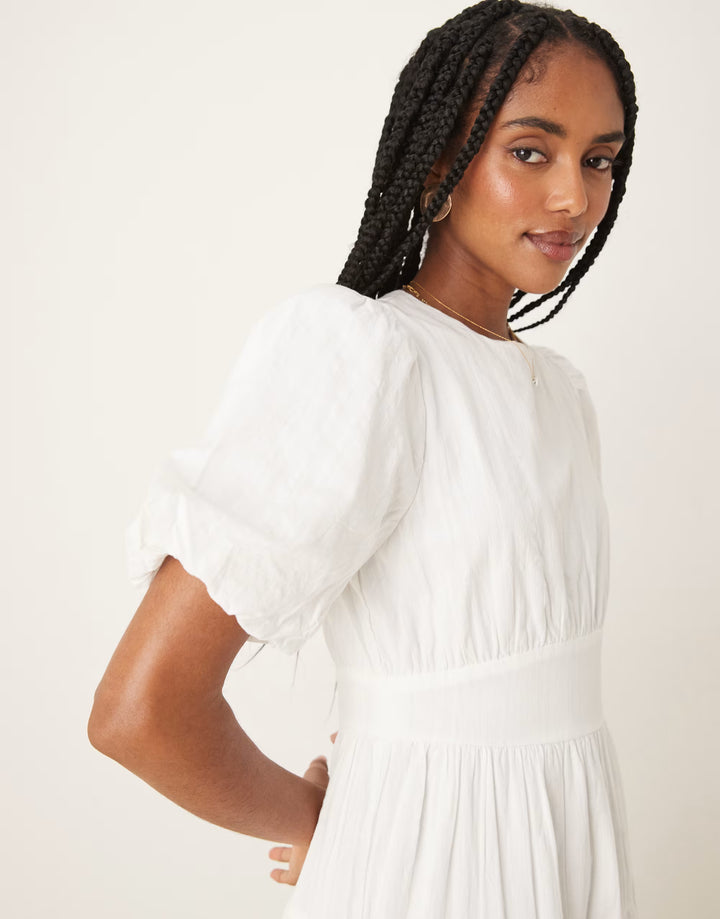 Rochie midi NOBODY'S CHILD, alb