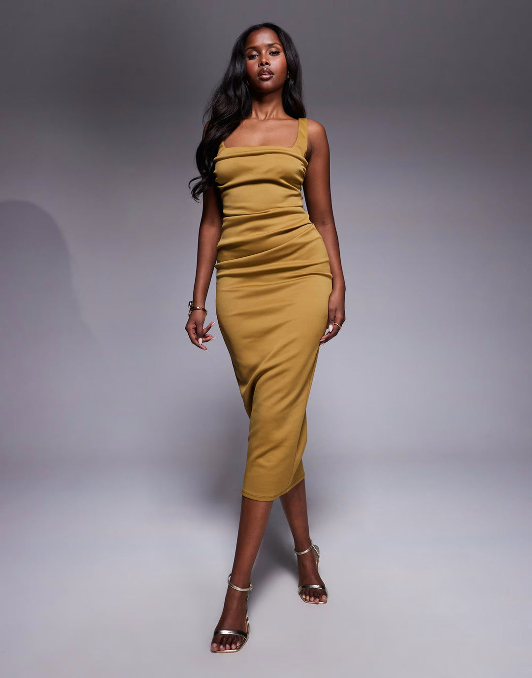 Rochie midi ASOS, kaki