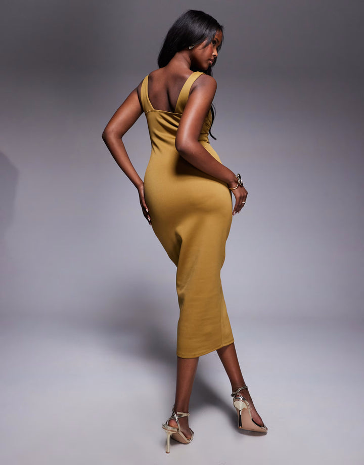 Rochie midi ASOS, kaki