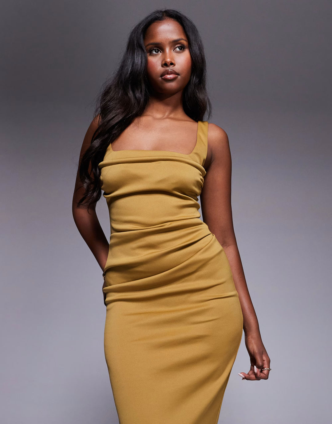 Rochie midi ASOS, kaki
