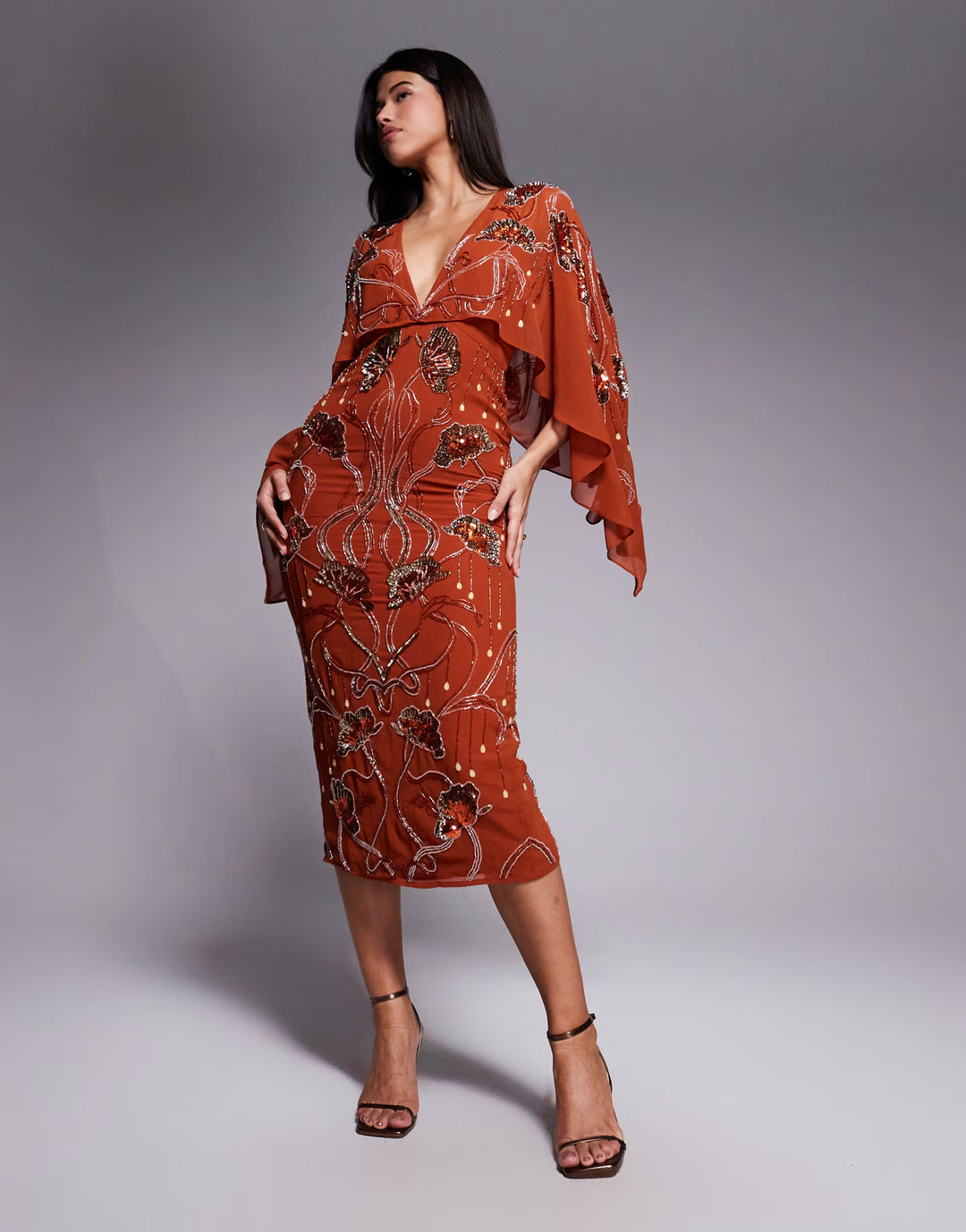 Rochie de ocazie ASOS, cărămiziu