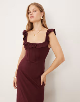 Rochie midi ASOS, vișiniu