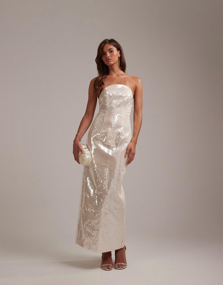Rochie de ocazie ASOS, crem