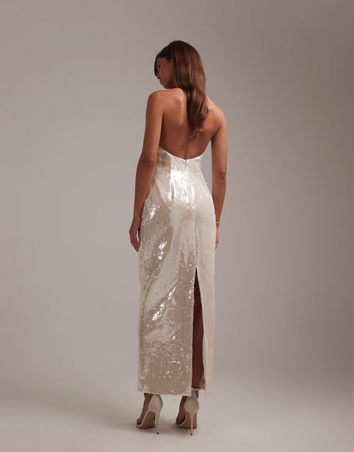 Rochie de ocazie ASOS, crem