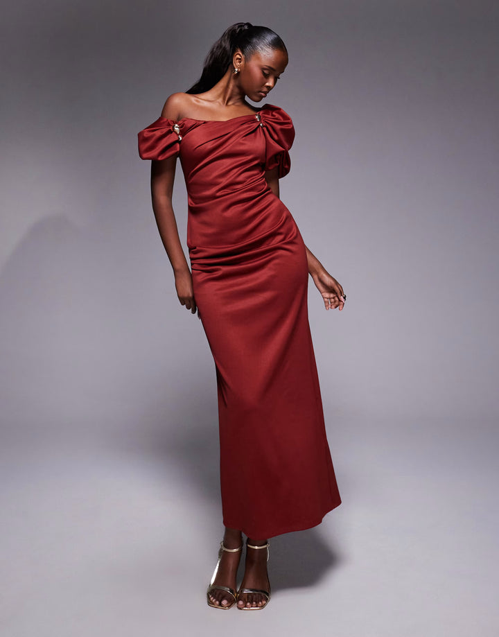 Rochie midi ASOS, cărămiziu