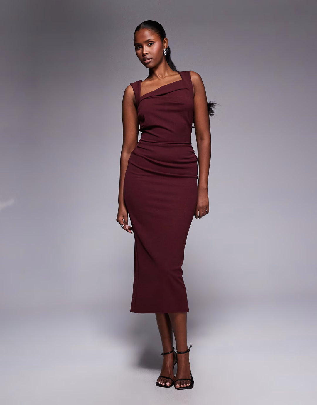 Rochie midi ASOS, vișiniu