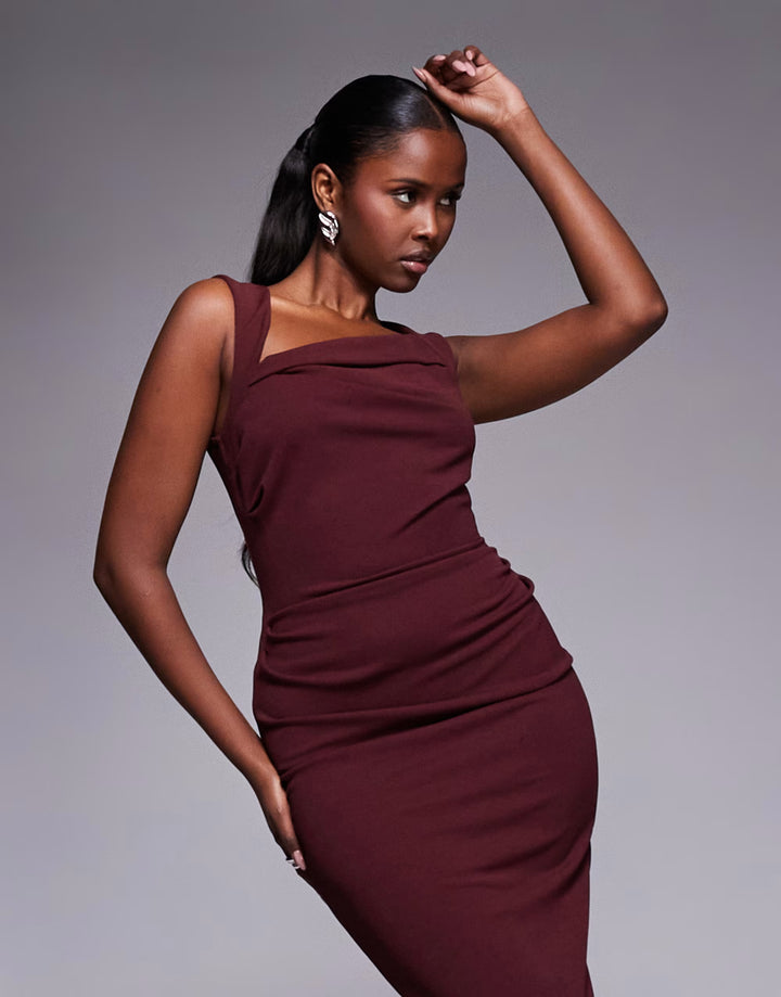 Rochie midi ASOS, vișiniu