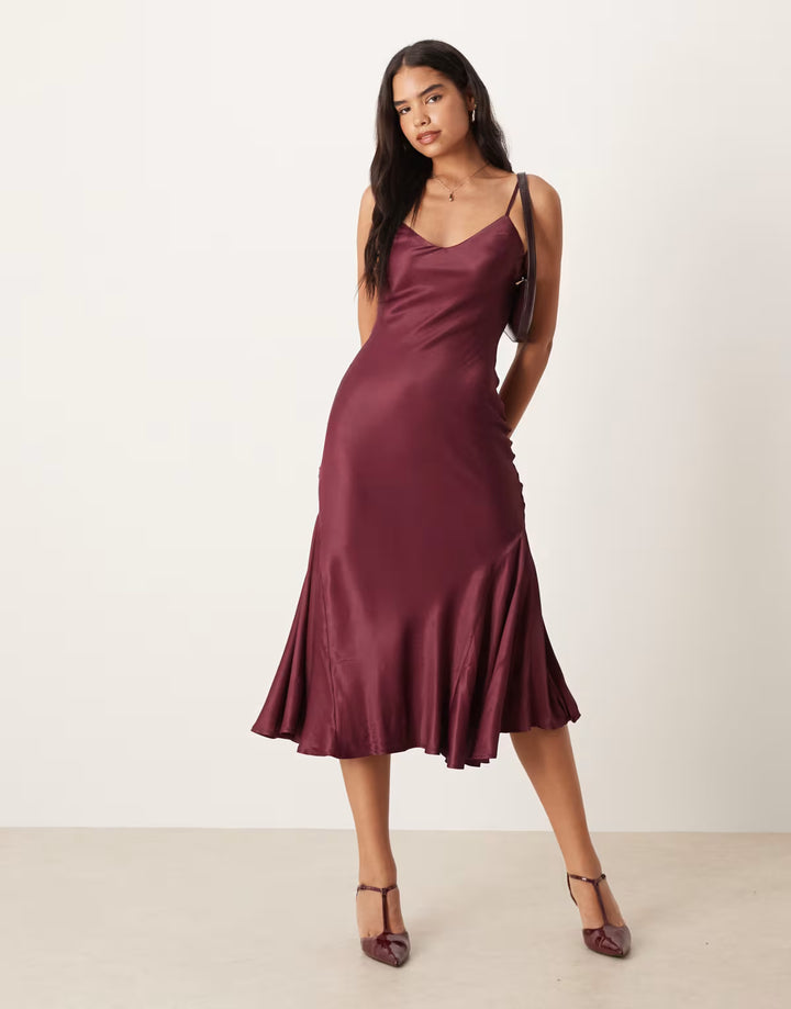 Rochie midi ASOS, vișiniu