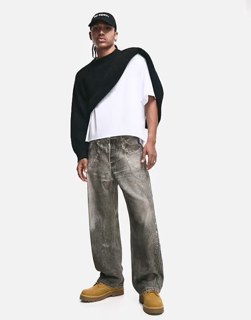 Jeans BERSHKA, gri