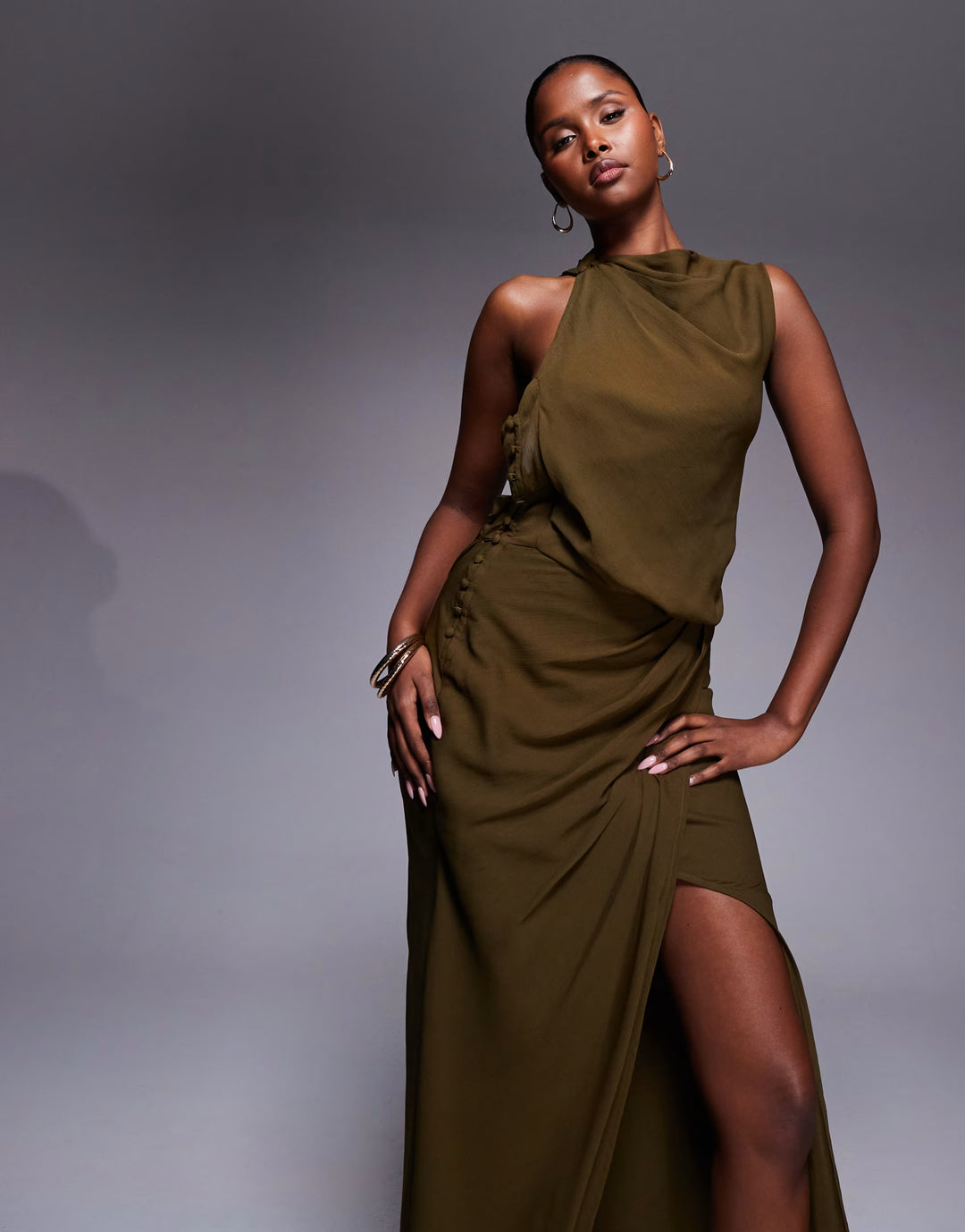 Rochie maxi ASOS, kaki