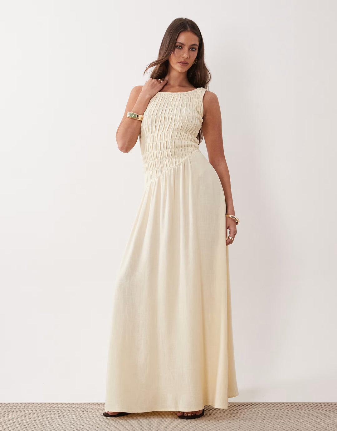 Rochie maxi THE FROLIC, crem