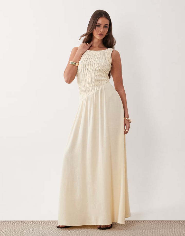 Rochie maxi THE FROLIC, crem