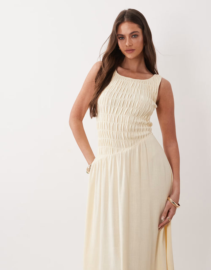 Rochie maxi THE FROLIC, crem