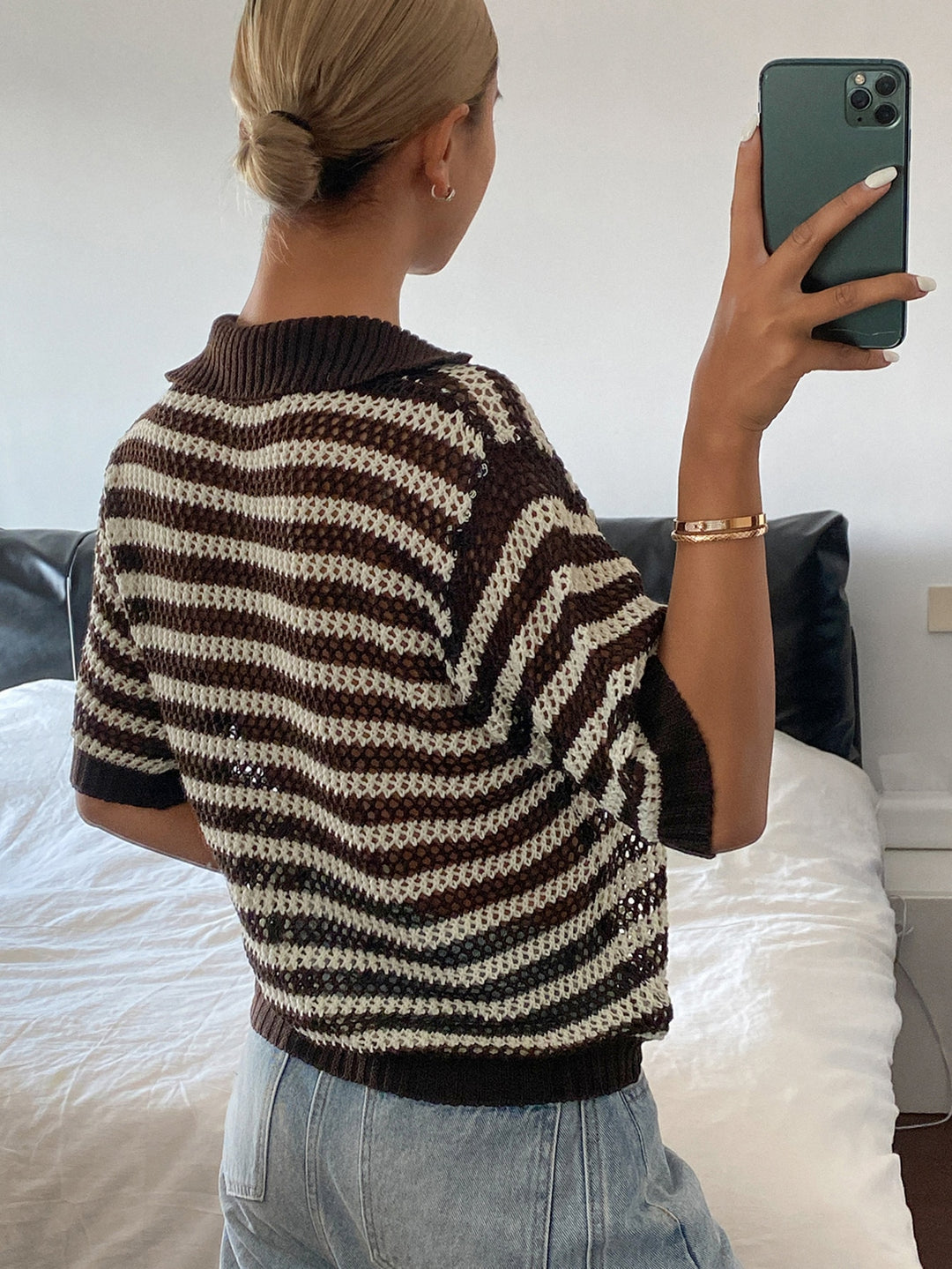 Tricou knit SHEIN, maro