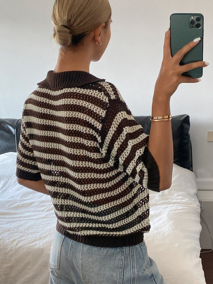 Tricou knit SHEIN, maro