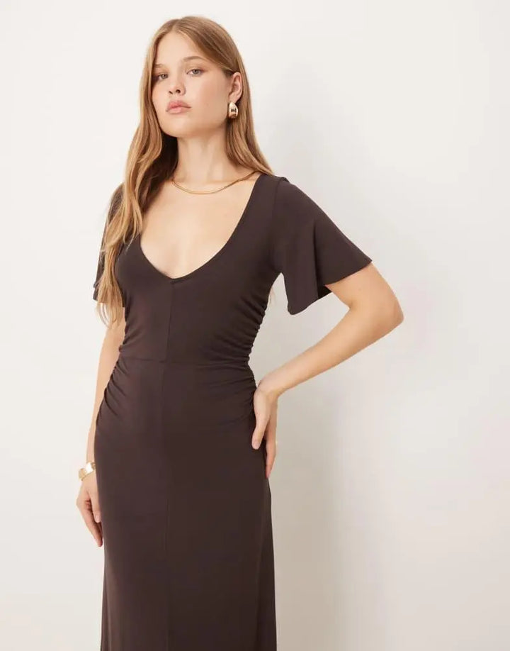 Rochie midi ASOS, maro