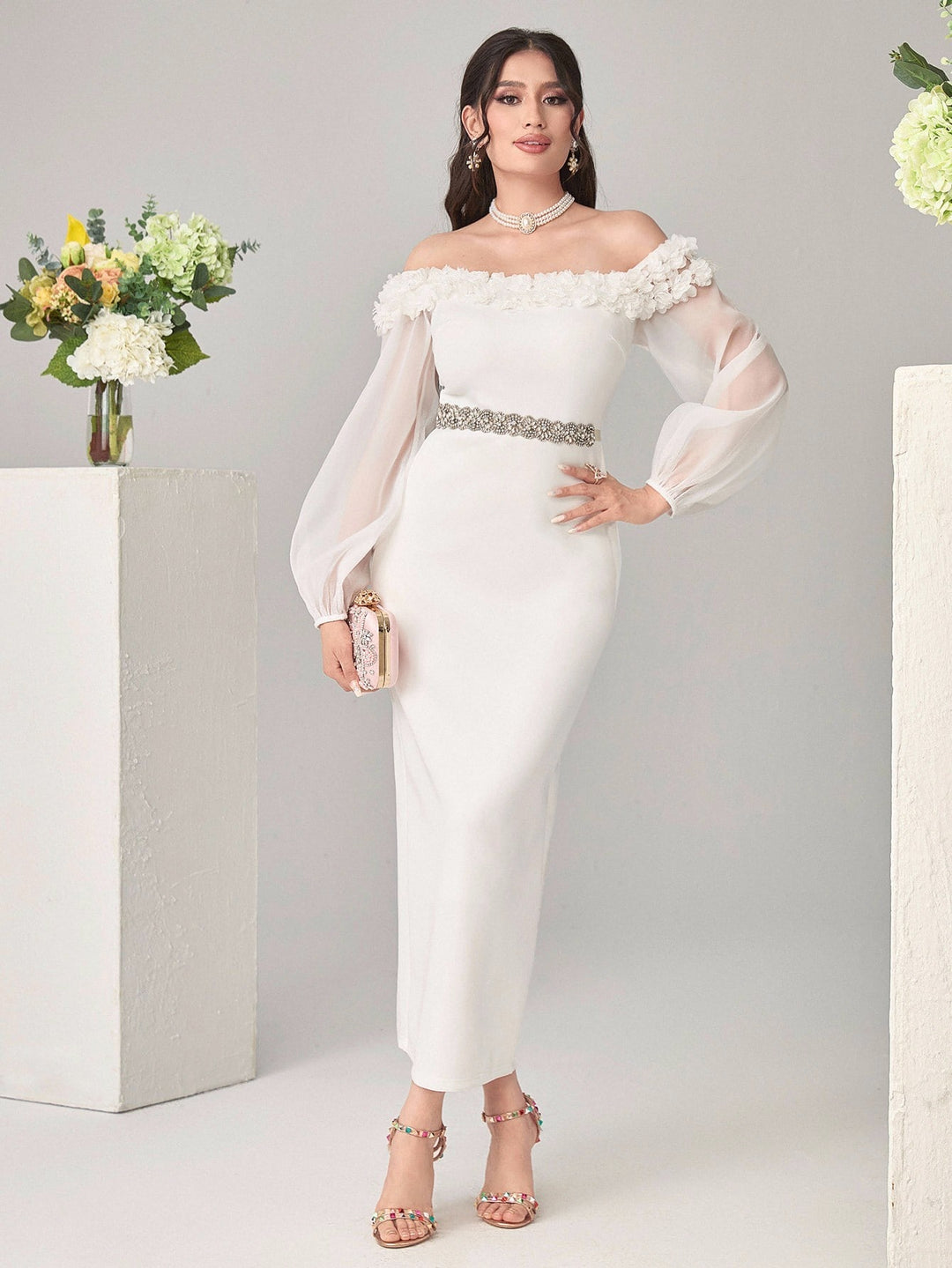 Rochie maxi SHEIN, alb