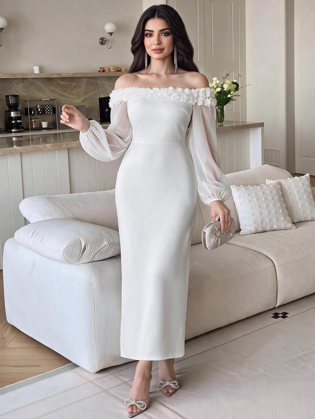 Rochie maxi SHEIN, alb
