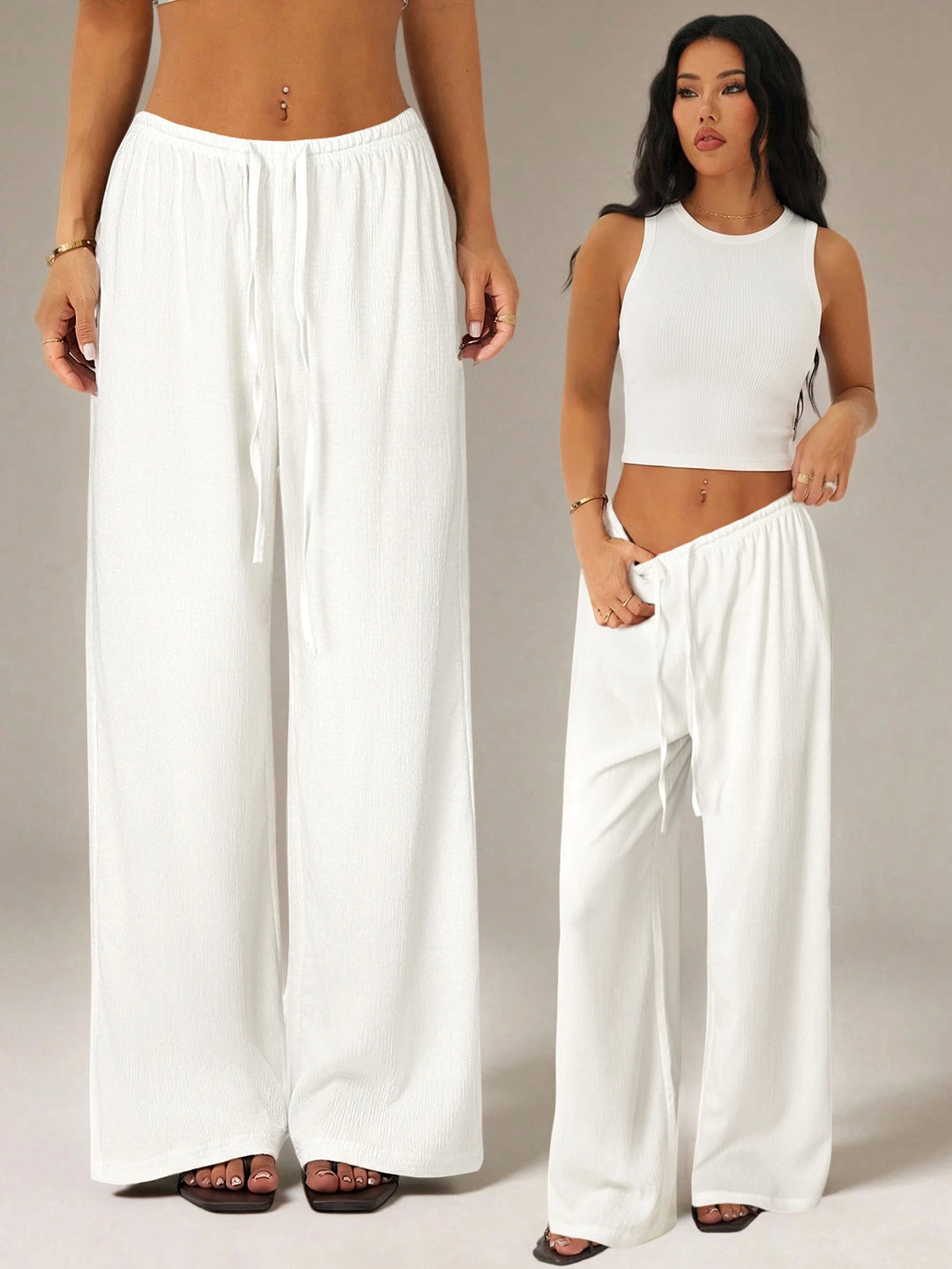 Pantaloni SHEIN, alb