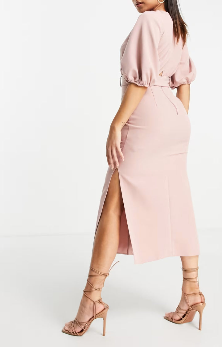 Rochie midi ASOS, roz