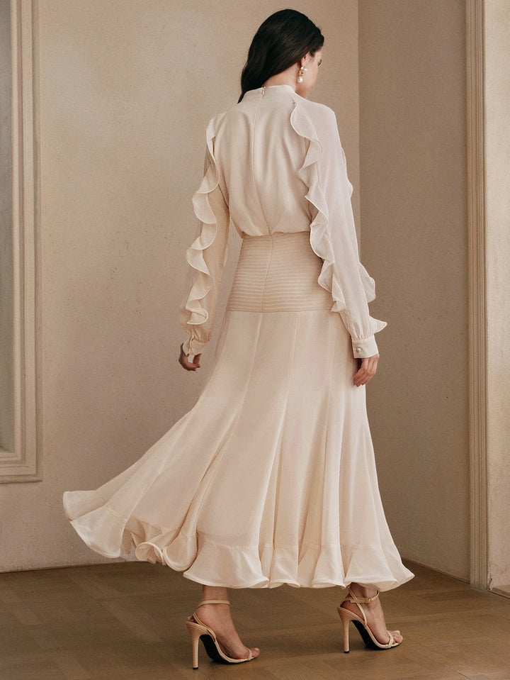 Rochie maxi SHEIN, crem