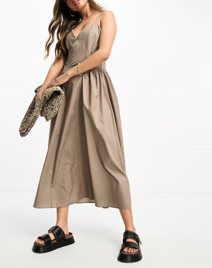 Rochie midi ASOS, maro