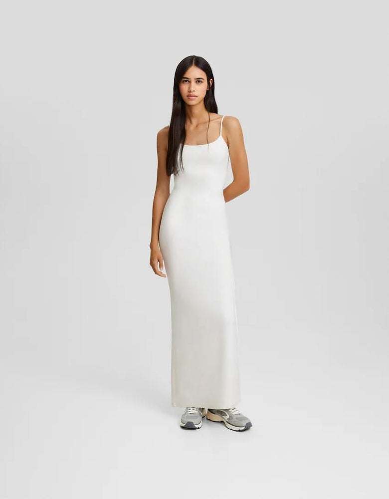 Rochie maxi BERSHKA, alb