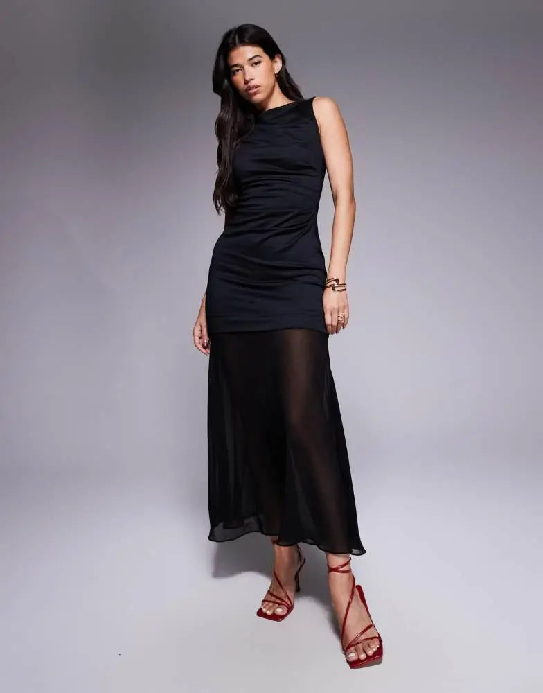 Rochie midi ASOS, negru