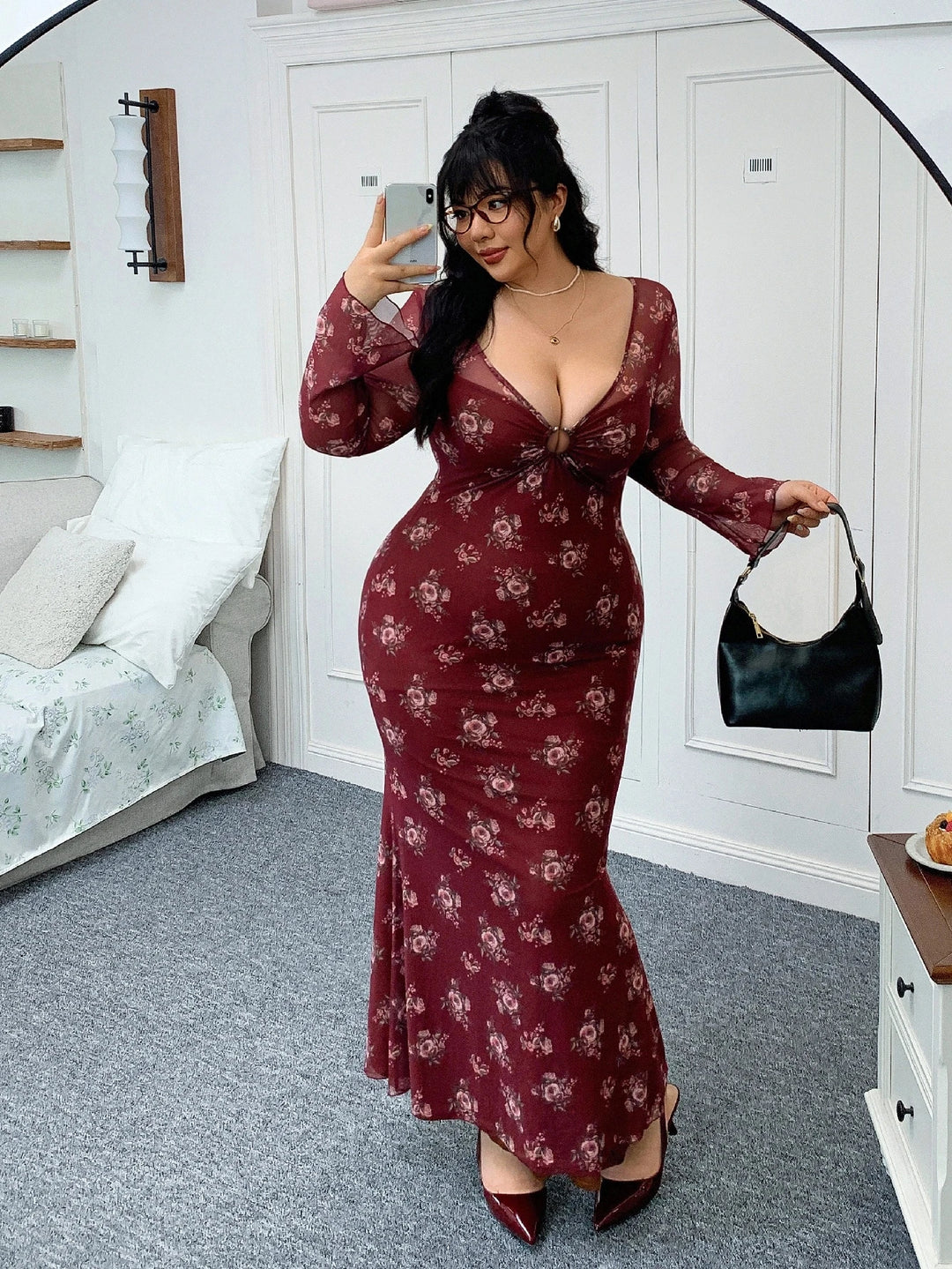 Rochie maxi SHEIN, vișiniu