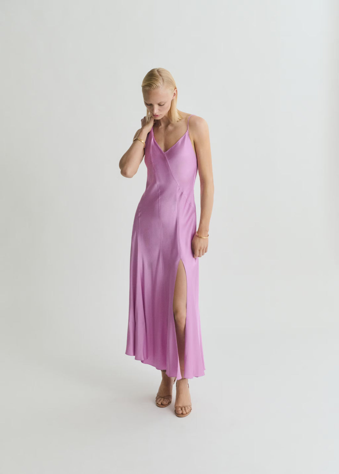 Rochie maxi MANGO, roz