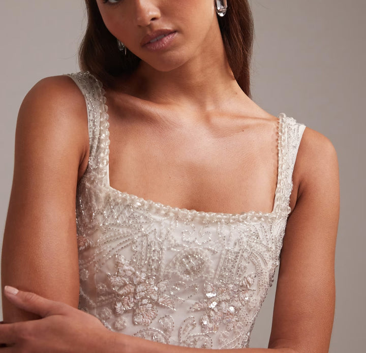 Rochie de ocazie Asos, crem