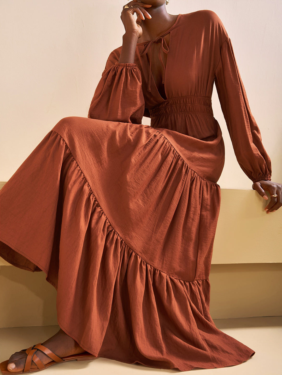 Rochie maxi SHEIN, maro