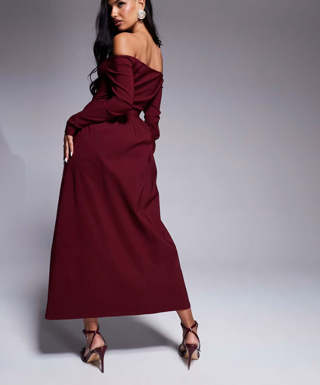 Rochie midi ASOS, vișiniu