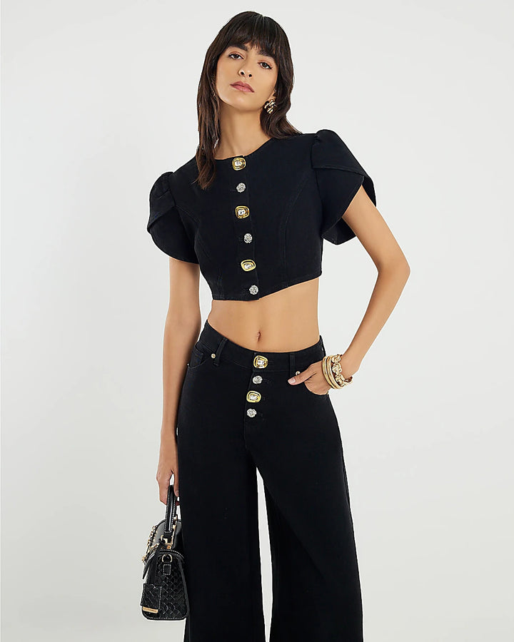 Top RIVER ISLAND STUDIO, negru
