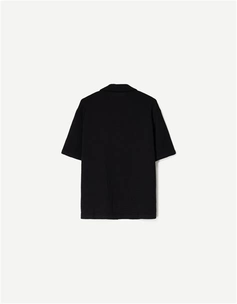 Cămașă cu mânecă scurtă BERSHKA, negru