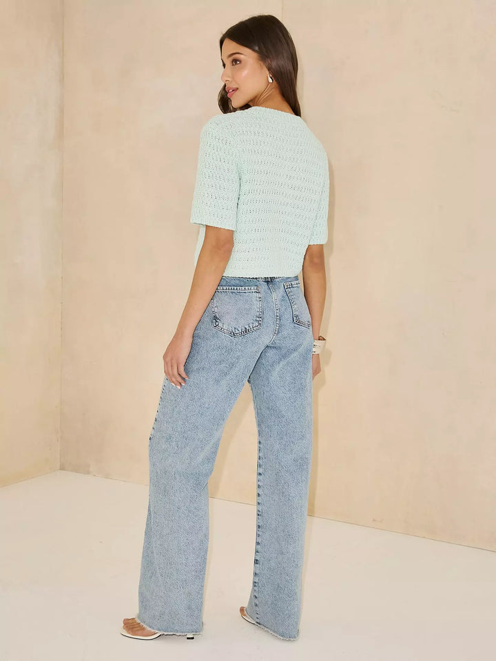 Tricou tricotat MICHELLE KEEGAN, verde