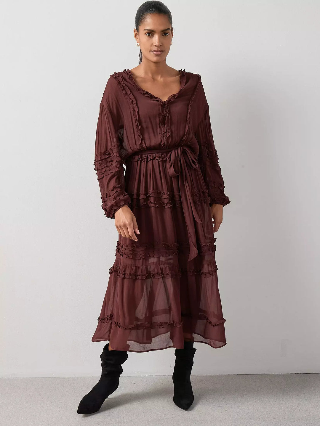 Rochie midi THE VERY COLLECTION, maro