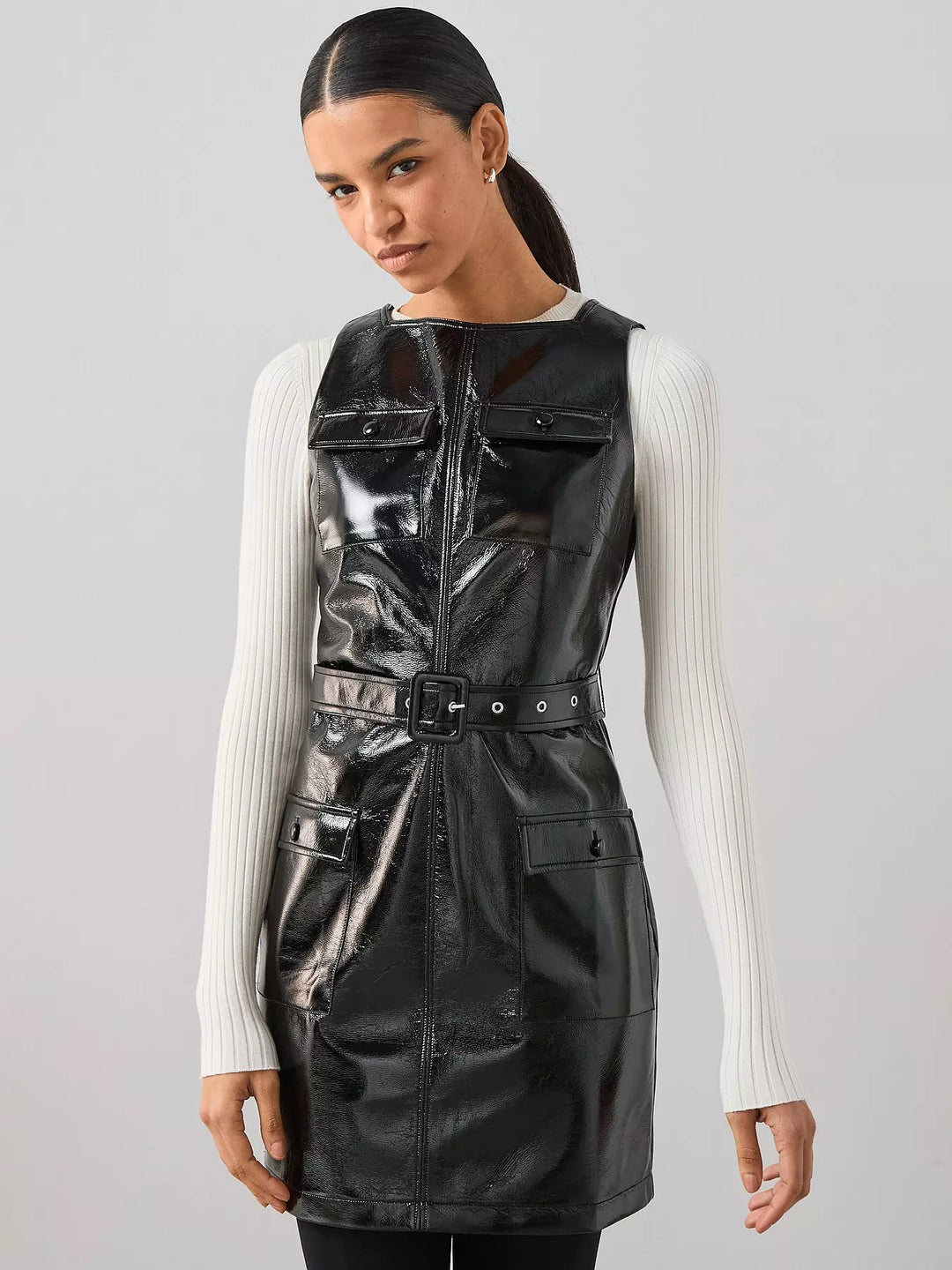 Rochie imitație piele THE VERY COLLECTION, negru