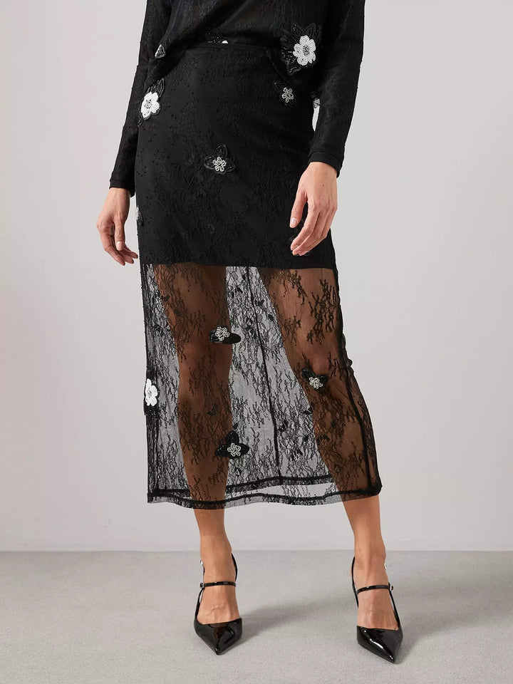 Fustă midi THE VERY COLLECTION, negru